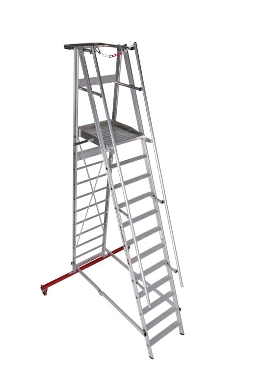 euroline PREMIUM line Aluminium - Podestleiter fahrbar, klappbar 32777 - Topleiter