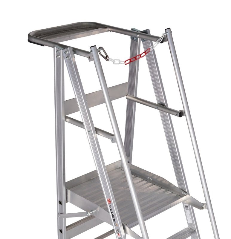 euroline PREMIUM line Aluminium - Podestleiter fahrbar, klappbar 32777 - Topleiter