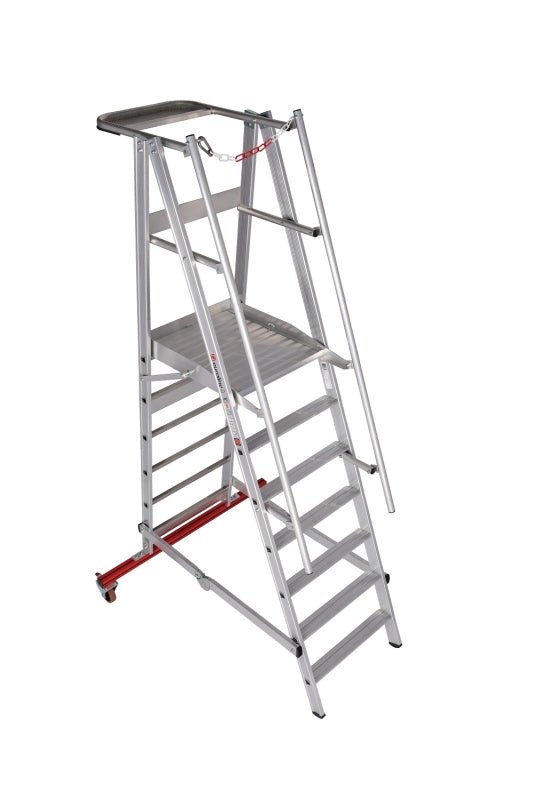 euroline PREMIUM line Aluminium - Podestleiter fahrbar, klappbar 32777 - Topleiter