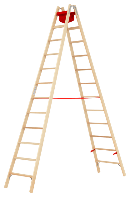 Hymer Holz - Stufenstehleiter 71499, beidseitig begehbar - Topleiter