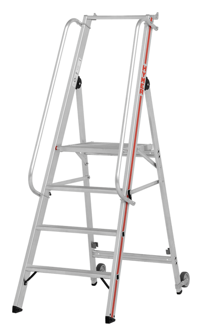 Hymer Plattformleiter 8081 mit Kipprollen und langem Handlauf - Topleiter