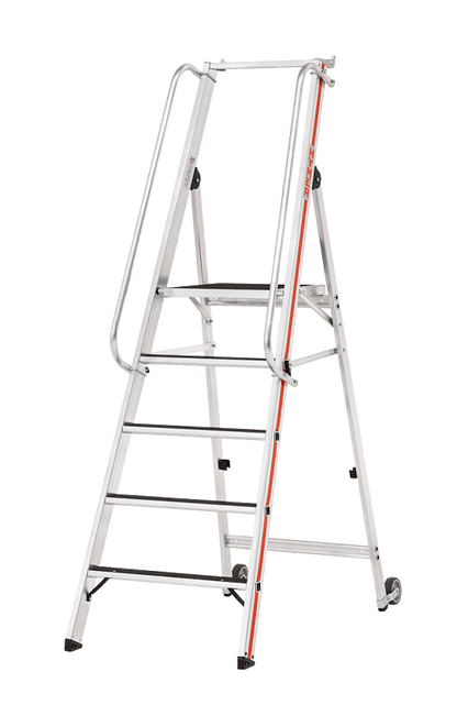 Hymer Plattformleiter R13 8681 mit Kipprollen und langem Handlauf - Topleiter