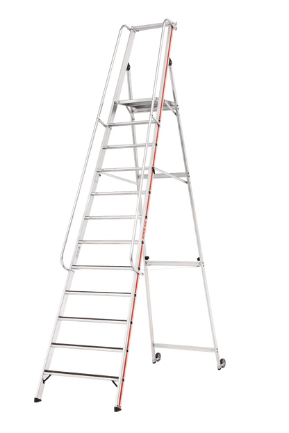 Hymer Plattformleiter R13 8681 mit Kipprollen und langem Handlauf - Topleiter